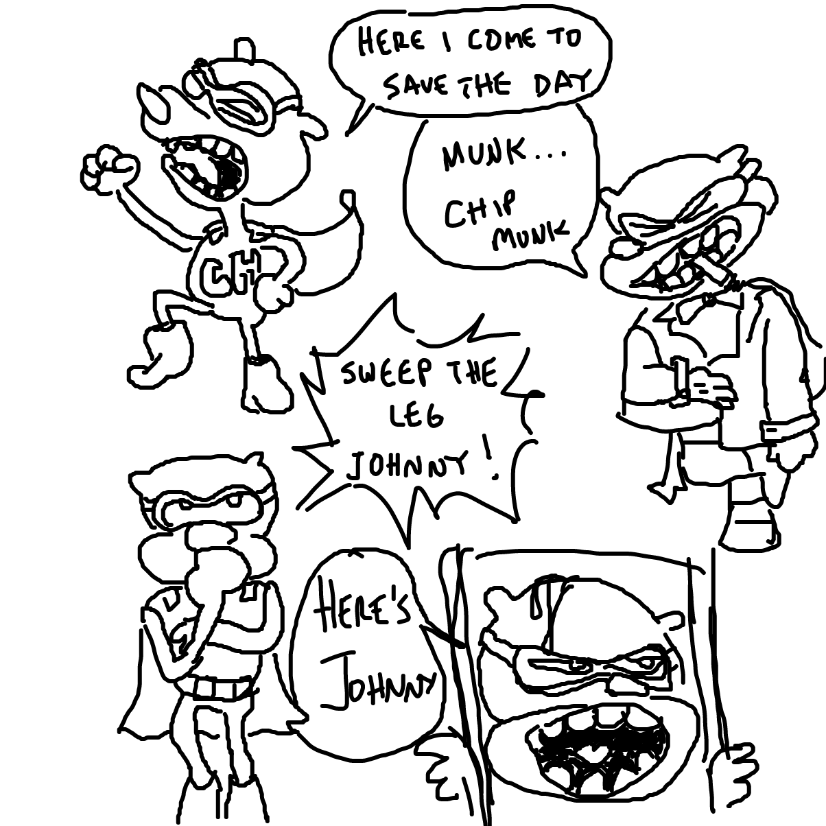 Drawing in Captain chipmunk saves the day by rex