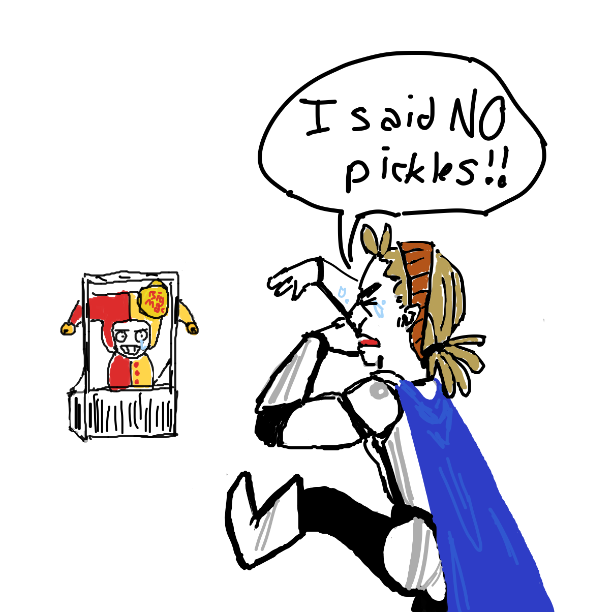 Throws burger at employ - Online Drawing Game Comic Strip Panel by Guest225