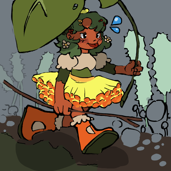 ooh i based the top off of the lily of the valley and the skirt's like a marigold, also some stuff on the hair :) - Online Drawing Game Comic Strip Panel by dankie