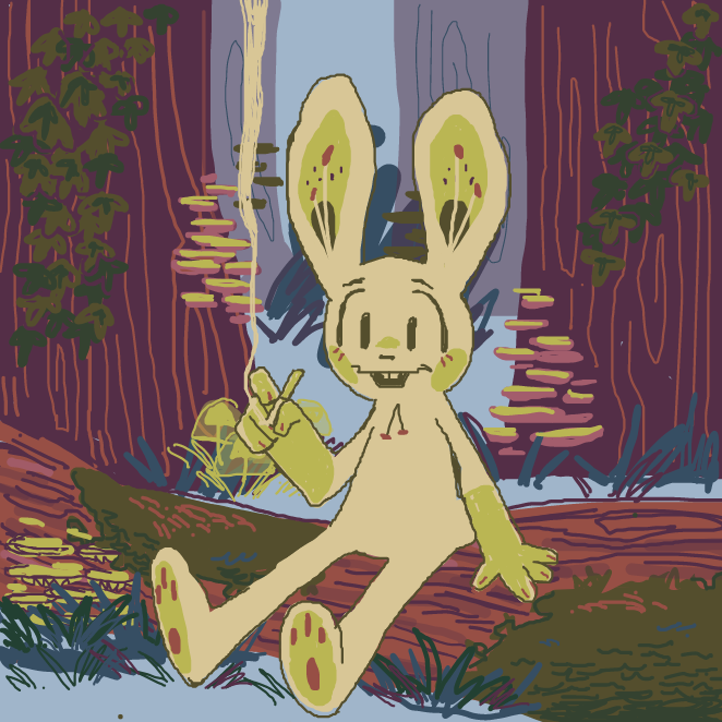white lily rabbit in a peaceful forest - Online Drawing Game Comic Strip Panel by Chumky