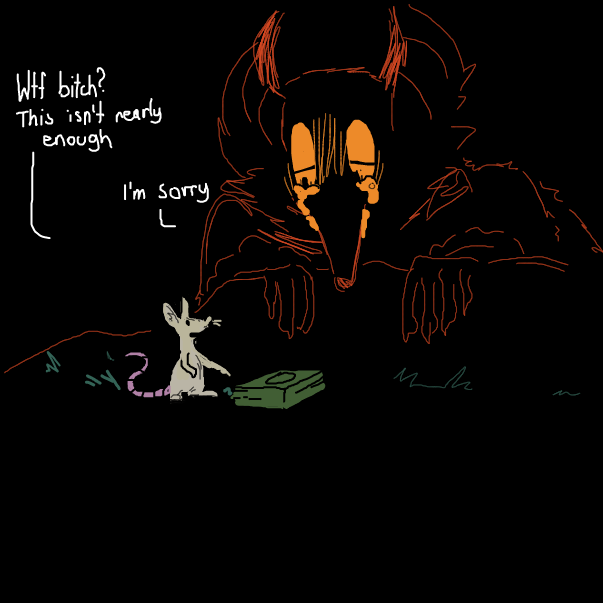 This rat isn't getting away with it? Isn't it!? <:( - Online Drawing Game Comic Strip Panel by Sluggishfella