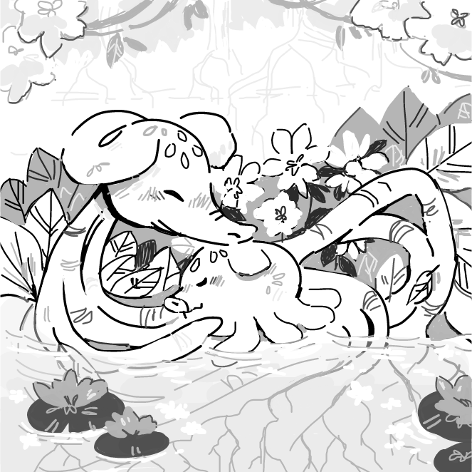 mangrove roots and water lilies - Online Drawing Game Comic Strip Panel by Cea