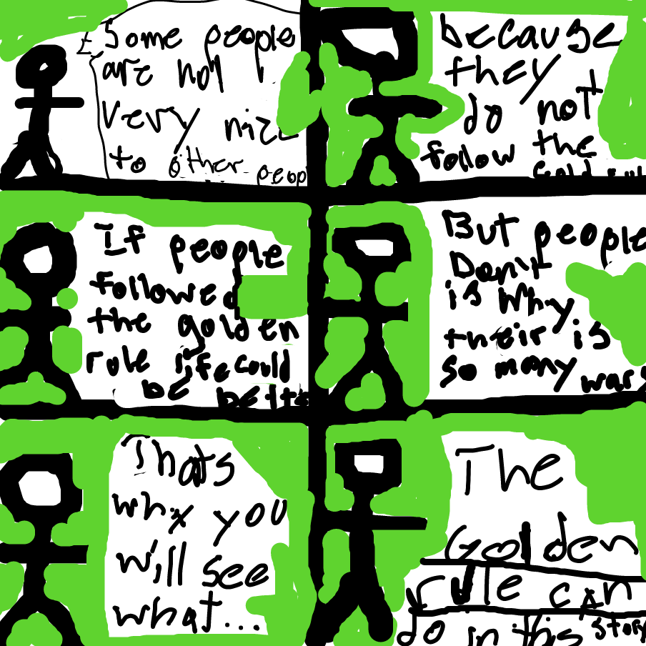 Then narrator is telling what the golden rule can do  - Online Drawing Game Comic Strip Panel by Asher