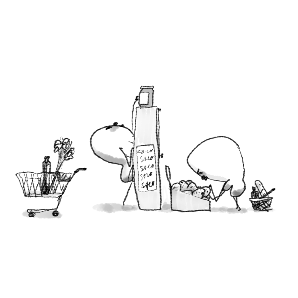 What is it?  Is it the last one?  Ever get into a fight at Kroger?  Ever get nervous? - Online Drawing Game Comic Strip Panel by Potato Man