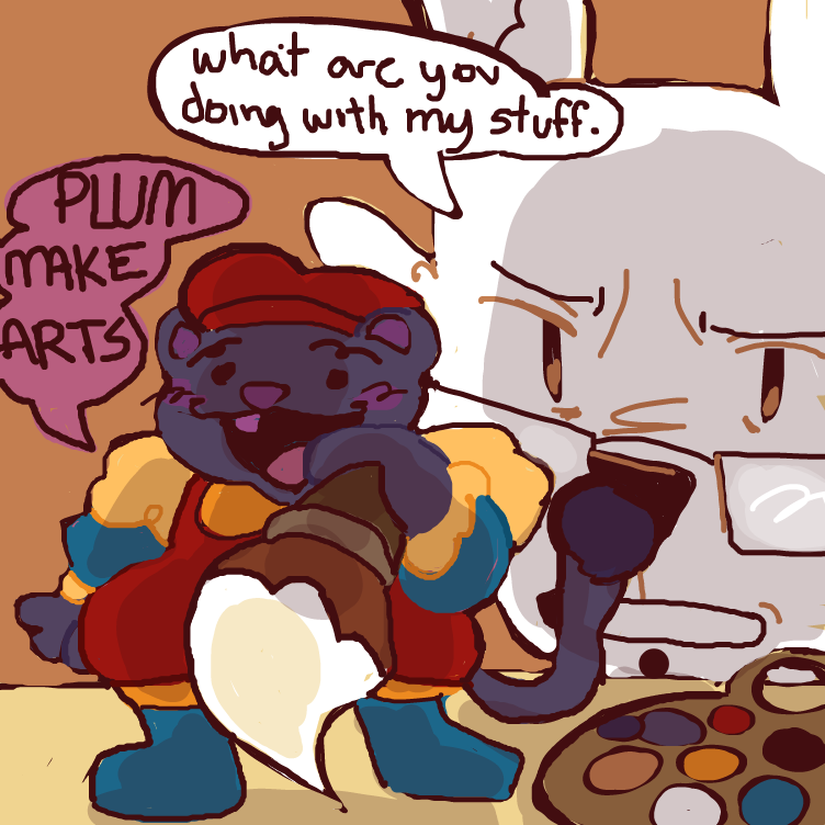 this is plum, plum likes to learn, plum is now learning art - Online Drawing Game Comic Strip Panel by dankie