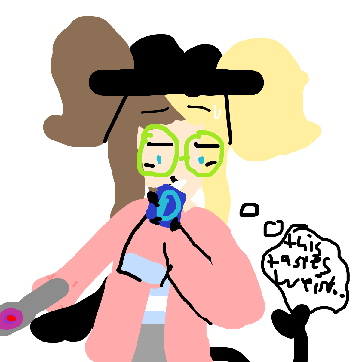 If you know drawception, you know what’s going down... (she drank the blue lemonade amd shes eating jam from paneljam... oh no...) - Online Drawing Game Comic Strip Panel by EmoWeeb_the_Simp