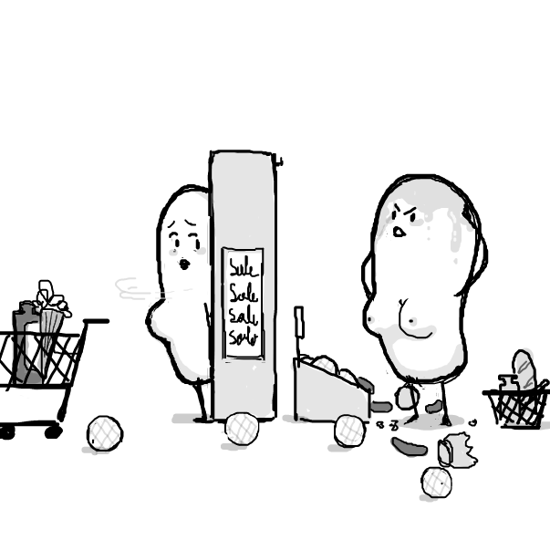 Did she doged a bullet? There won't be a can fight at kroger!?  - Online Drawing Game Comic Strip Panel by Sluggishfella