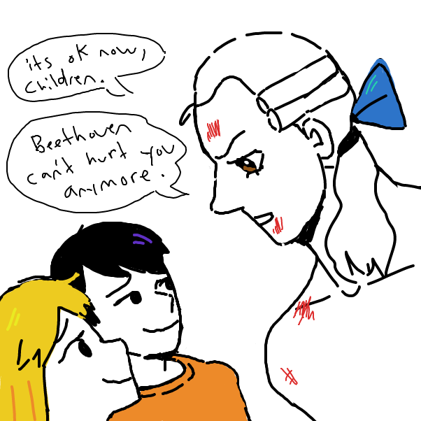 Drawing in Mozart protecting children by dinguslord