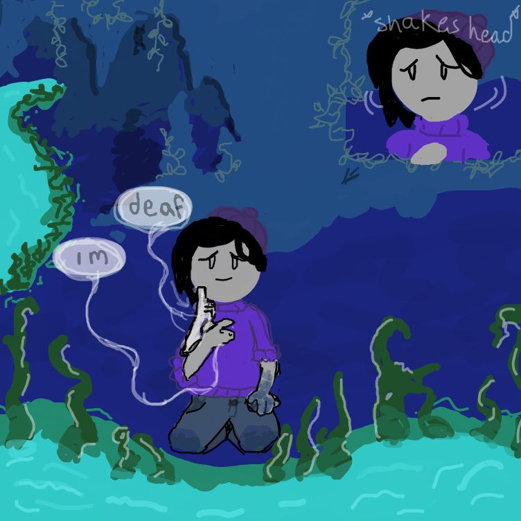 sign is in ASL, good luck! - Online Drawing Game Comic Strip Panel by pantsless dog