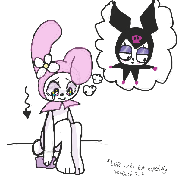 hnn my gf got her phone taken away and idk for how long but its been a couple days already and i miss her sm. anyways these are my melody and kuromi from sanrio and they kinda represent us lol - Online Drawing Game Comic Strip Panel by pastelgoosey