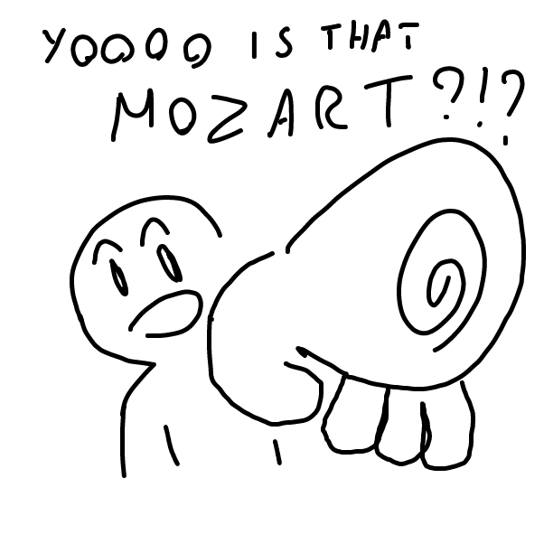 Drawing in Mozart and Rock Lee by not a weeb