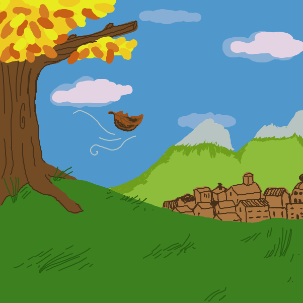 The leaf blows into town - Online Drawing Game Comic Strip Panel by damnedhippie