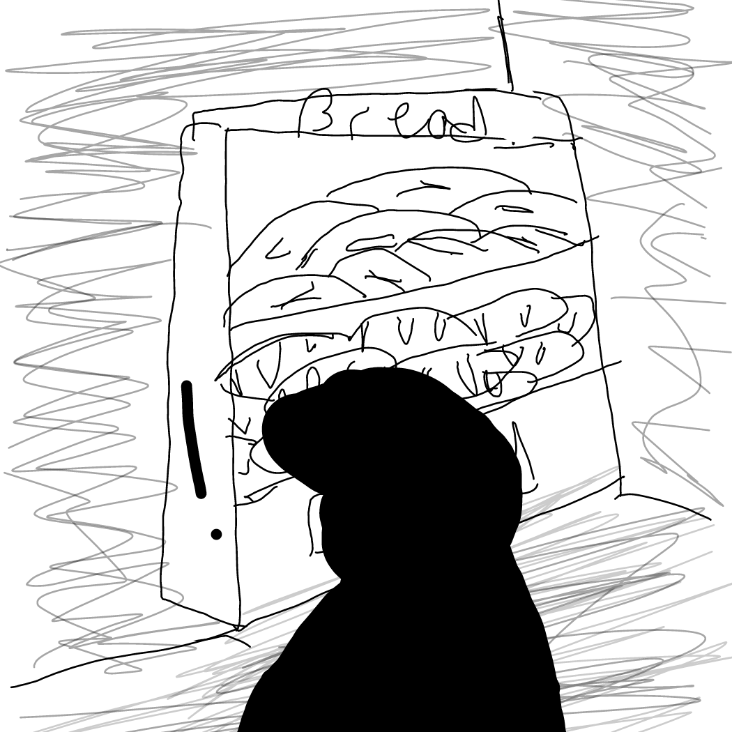 Guy sees bread  - Online Drawing Game Comic Strip Panel by MyNamesAsh