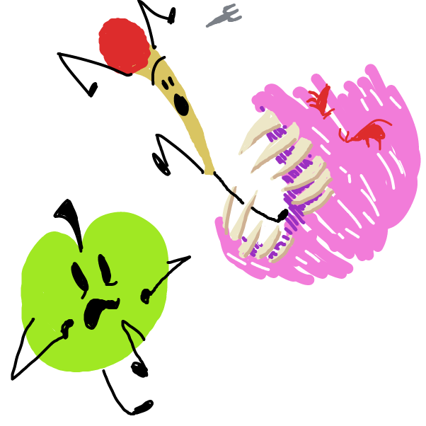 Drawing in Puffball eats pencil from bfb and is mad at green  by Sasha_Cakes