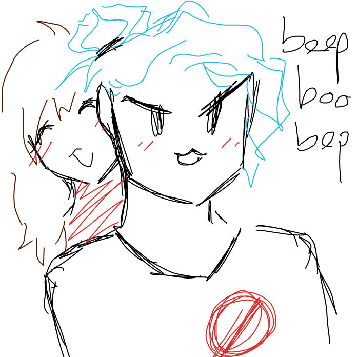 Gf helps Bf to look as cute as Pico - Online Drawing Game Comic Strip Panel by DarkPinkCow