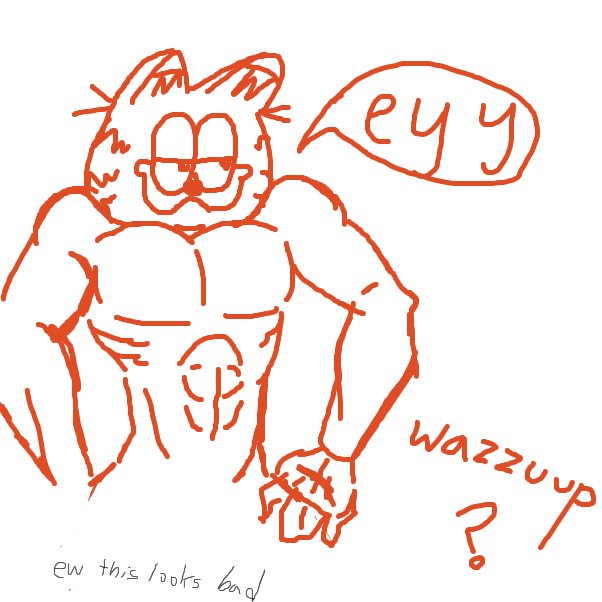 Garfield the cat has went gym'n is chad now. - Online Drawing Game Comic Strip Panel by CherryKakyoin