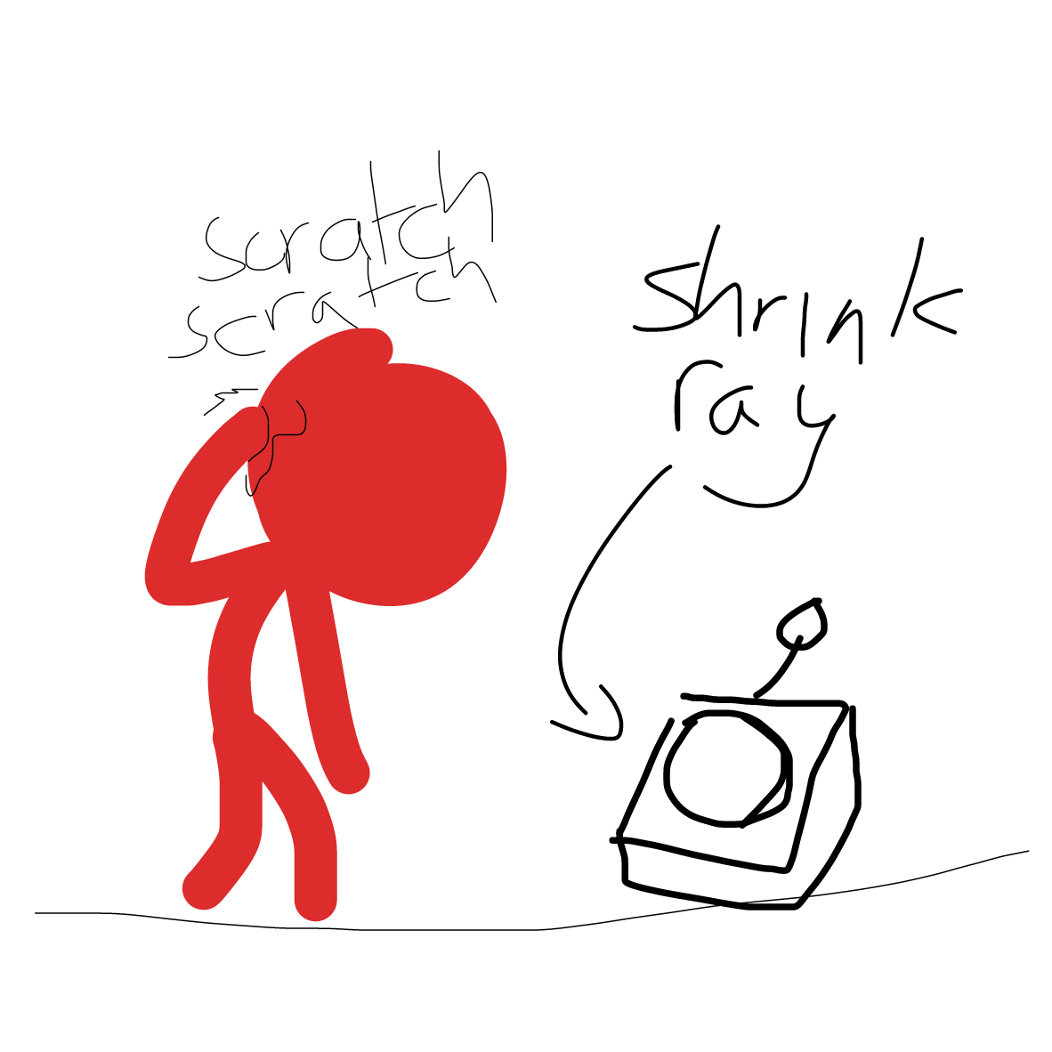 man finds shrink ray - Online Drawing Game Comic Strip Panel by TheOddExplorers