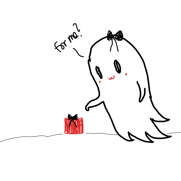 Drawing in Ghost gets present by fairycat