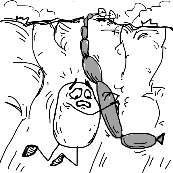 quick grab onto my sausage - Online Drawing Game Comic Strip Panel by Peyocay