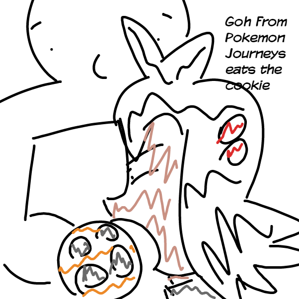 Goh from Pokemon Journeys eats the cookie - Online Drawing Game Comic Strip Panel by Goh