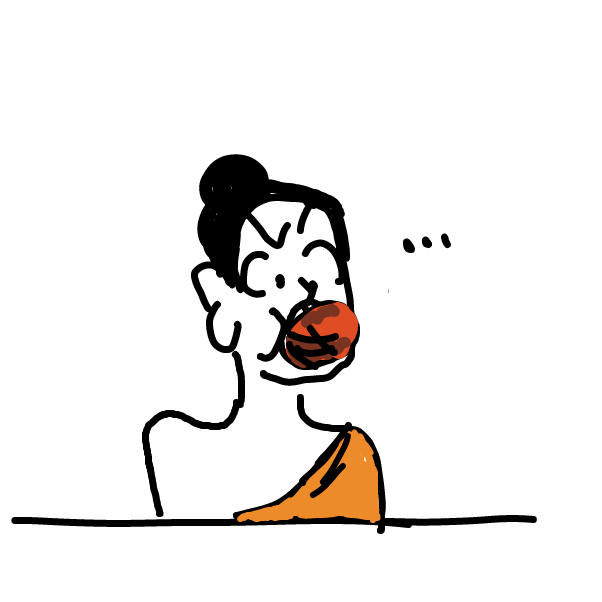 Drawing in But Buddha is not eating meat by MysticalCandies6