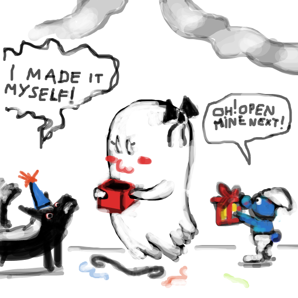 "better to give than to receive" - Online Drawing Game Comic Strip Panel by Peyocay