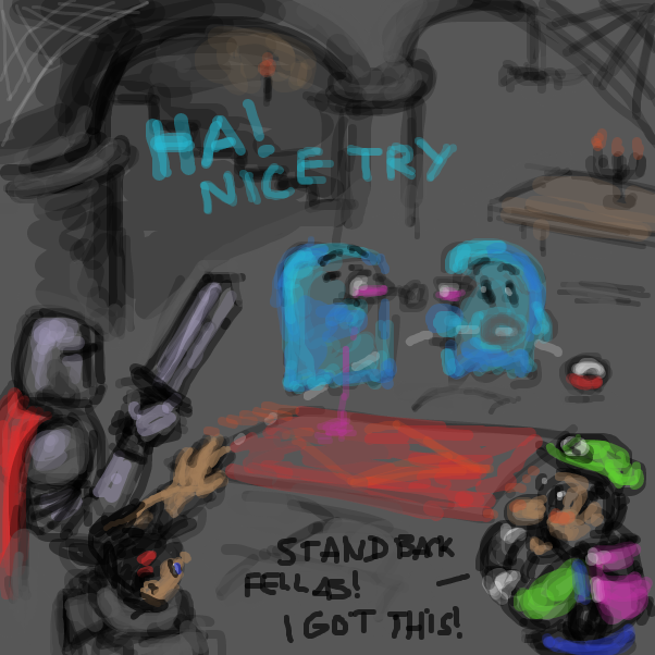 its Luigi! from power stone .. uh 1 or 2 .. or whatever - Online Drawing Game Comic Strip Panel by Peyocay