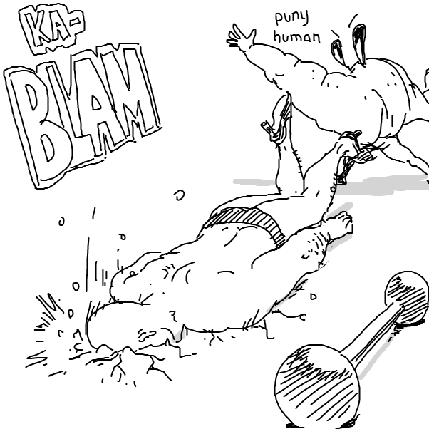 Drawing in Old Fashioned Strongman by Fathur