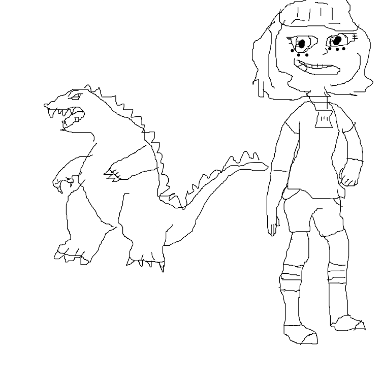 Drawing in Godzilla and Jackie Lynn Thomas by Godzillamaster