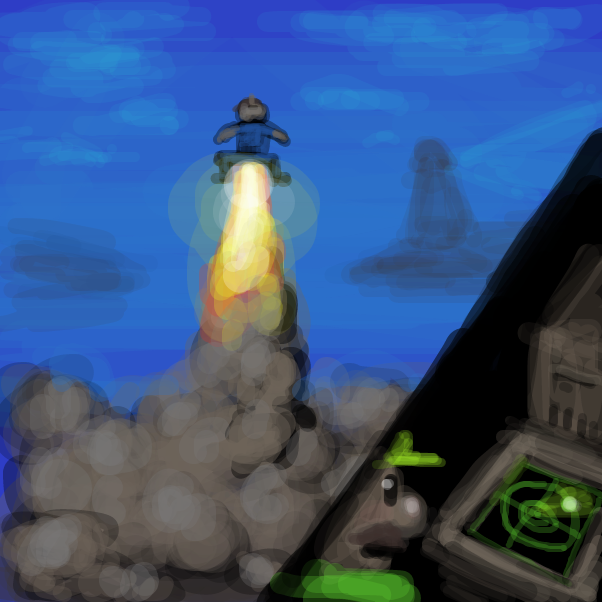 and we have liftoff! - Online Drawing Game Comic Strip Panel by Peyocay