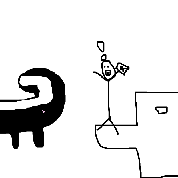 A skunk got into the bathroom and is about to spray its permanent spray but the guy doesn't know that this skunk has permant spray! - Online Drawing Game Comic Strip Panel by Monkey_HugLuv