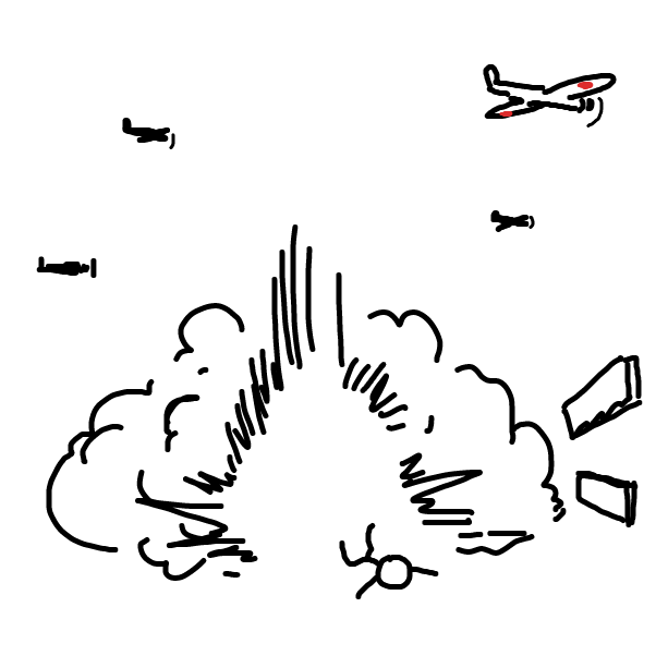 Drawing in Japanese attack on pearl thignshrboutt by Fathur