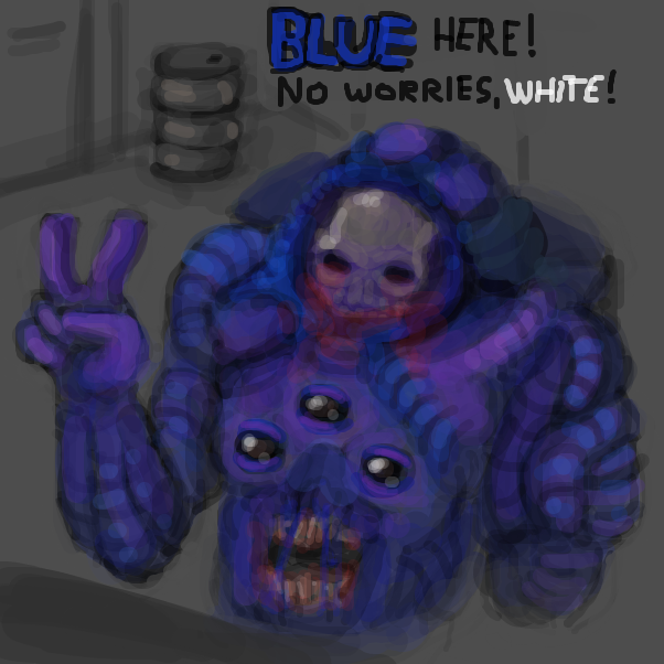 "That barrel? Oh, that's just a little tartar sauce. Uhh.. for later." - Online Drawing Game Comic Strip Panel by Peyocay