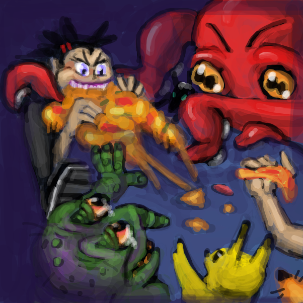 The Pizza is for those who take it! - Online Drawing Game Comic Strip Panel by Peyocay