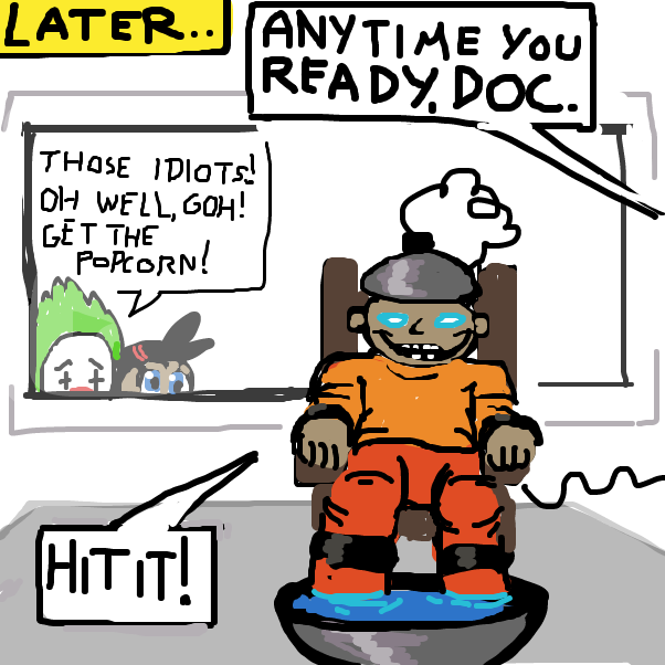 "Poor guy, huh?" "Yea, almost if those lawyers were doing it on purpose too!" - Online Drawing Game Comic Strip Panel by Peyocay
