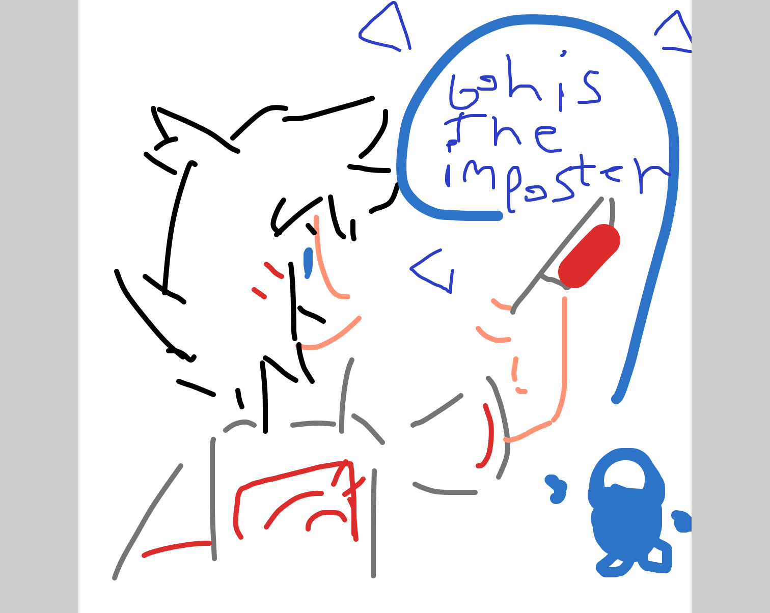 Goh from Pokemon Journeys is the imposter - Online Drawing Game Comic Strip Panel by Goh