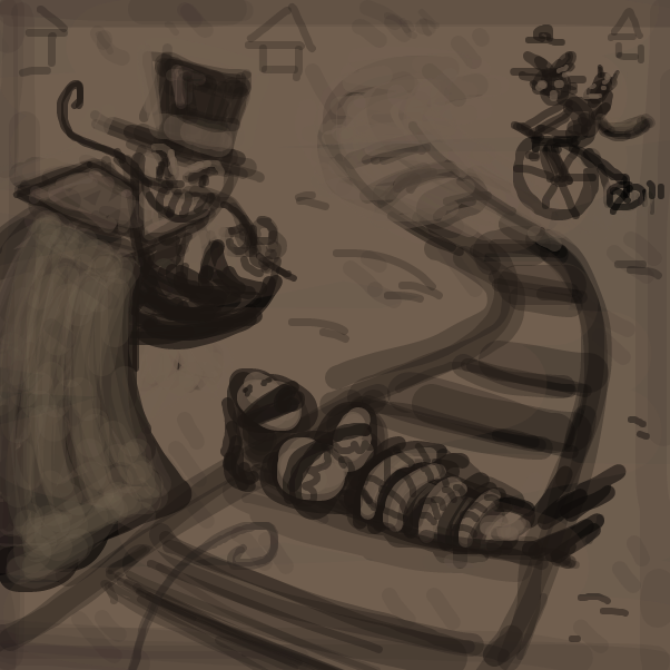 It's eccentric millionaire turned villain Dr Diablo! He is making a snuff film to pay off his debts! - Online Drawing Game Comic Strip Panel by Peyocay