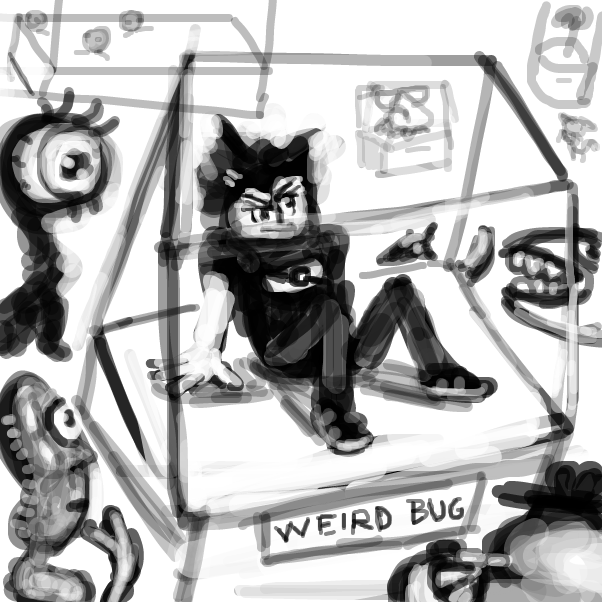 "this rare specimen has been generously donated to our exhibit by the Disgruntled Panel Jammers Society" - Online Drawing Game Comic Strip Panel by Peyocay