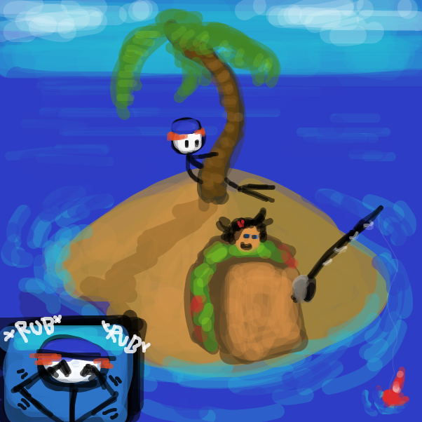 first he has to escape this island first.. - Online Drawing Game Comic Strip Panel by Peyocay
