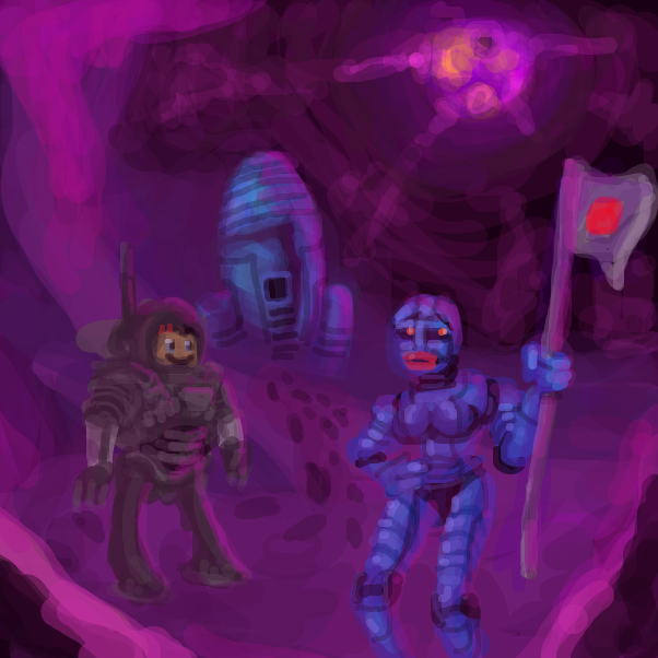 "Yea, yea. Narf! Whatever. Can we get this over with? I'm getting rusted here." - Online Drawing Game Comic Strip Panel by Peyocay