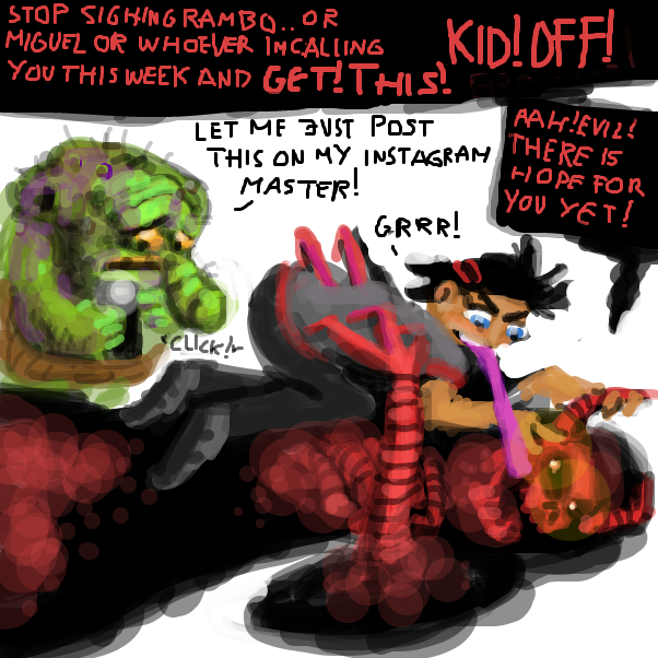 "Make haste Sanchez! He is stealing my gum!" - Online Drawing Game Comic Strip Panel by Peyocay