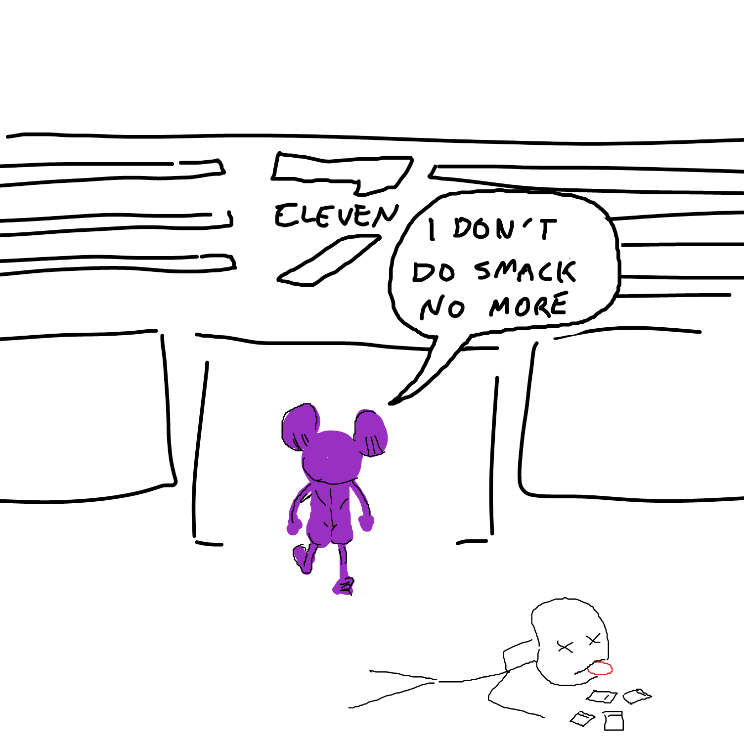 Drawing in Mick Goes To 7-11 by Sabandija