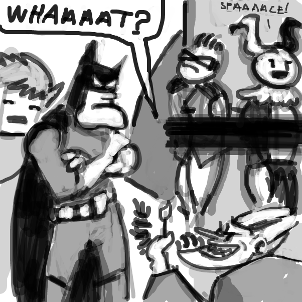 holy going into orbit batman! - Online Drawing Game Comic Strip Panel by Peyocay