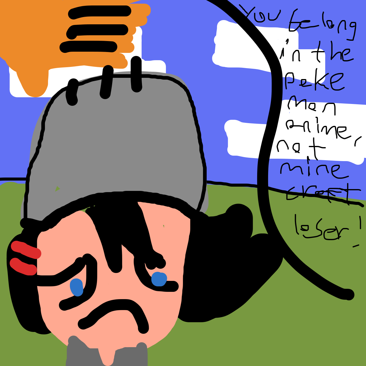 Drawing in "listening to sad emo music while pooping" by Goh