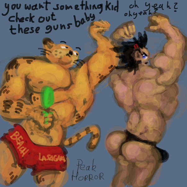 "do you even lift baby" - Online Drawing Game Comic Strip Panel by Peyocay