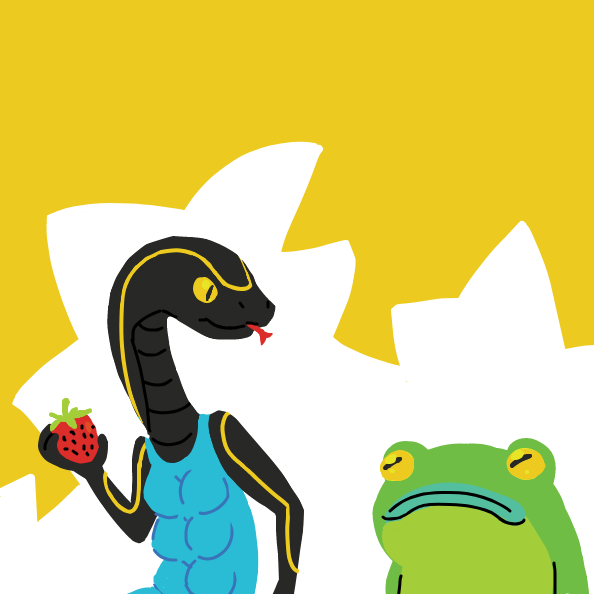 neat style! . . . also snake boobs?  - Online Drawing Game Comic Strip Panel by Cake Emoji