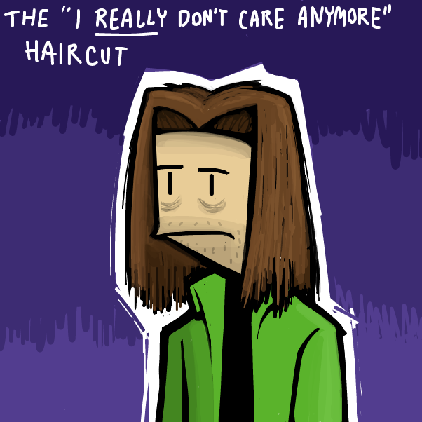 can you really call it a hair"cut" if it hasn't been cut in years - Online Drawing Game Comic Strip Panel by 🔲