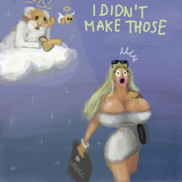 "Hey Cindy you ever found god?" "Yea I found him to be a creep!" - Online Drawing Game Comic Strip Panel by Peyocay