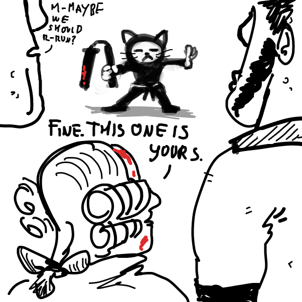 "Second thought .. go be a hero" - Online Drawing Game Comic Strip Panel by Peyocay