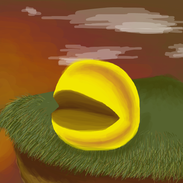 Drawing in Pac-Man lookin at a sunset by SirensPort